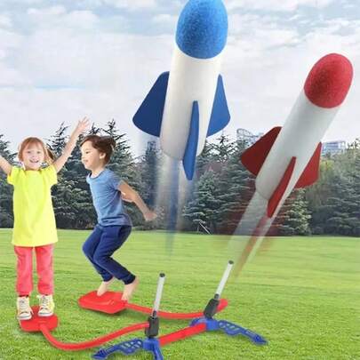 Rocket Launch Themed Toy With Playful And Technological Design, Includes Rocket, Launch Pad, Foot Pump And Other Components, Foot Pump To Launch Rocket, Combines Fun And Interactivity, Christmas Gift For Children