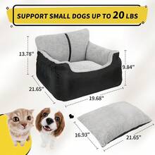Dog Car Seat For Small Dogs, Soft Pet Car Travel Home Bed Under 25 Lbs, Fully Detachable And Washable Cat Booster Carseats With Storage Pockets And Clip-On Leash Portable Carrier - Red - View 4