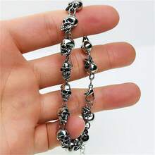 1PC Men's Punk Skull Chain Bracelet, Men's Fashion Bracelet, Charming Jewelry - 銀色 - 查看 5