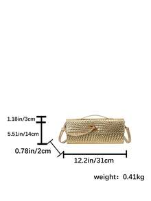 Túi đeo chéo cầm tay bằng vải PU giả dệt trơn màu chất lượng cao dành cho nữ - Vàng - Xem 5