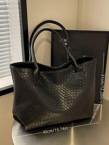 新款大容量编织图案手提包，时尚单肩包，独特设计，纯色单肩包，适合日常出行、购物、工作和通勤。 - 彩色 - 查看 6