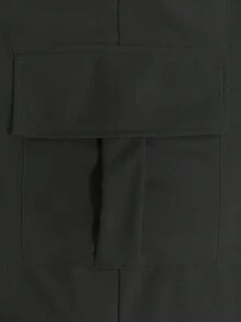 Fashion Solid Color Simple Cargo Pants With Pocket, Elastic Waist Drawstring Spring - Dark Grey - View 5