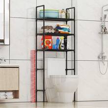 رف خزانة متعدد الطبقات لأعلى المرحاض بدون ثقب، قوي وذو سعة حمل عالية، رف تخزين للحمام فوق المرحاض قطعة واحدة