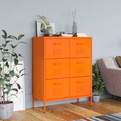 vidaXL Schubladenschrank Orange 80x35x101,5 Cm Stahl