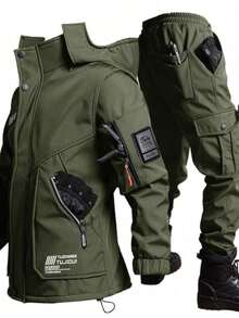 2025 New Model, Outdoor Sports Tactical Jacket, Velvet And Thickened Winter Windproof Cycling Jacket, Military Fan Men's Waterproof Mountaineering - 軍綠色 - 查看 1