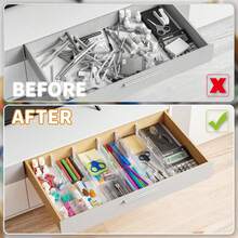 Drawer Dividers, Expandable Drawer Organizers For Clothes, Adjustable Dividers, Separators For Kitchen/Bedroom/Office/Bathroom Organization And Storage - Trong sáng - Xem 5