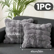 1个纯色蓬松抱枕套，多种颜色可选，毛绒表面，拉链封口，不含枕芯，适用于12x20/16x16/18x18英寸枕芯，可机洗，秋季装饰，房间装饰，返校季，学习用品 - 彩色 - 查看 9