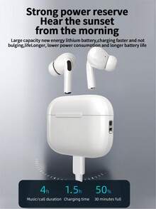 True Wireless Earbuds - Compatible With Apple And Android, Built-In Microphone, Sweat-Resistant Design, Up To 24 Hours Battery Life - White, Earphones > Wireless, Compatible Charging Case - White - View 3