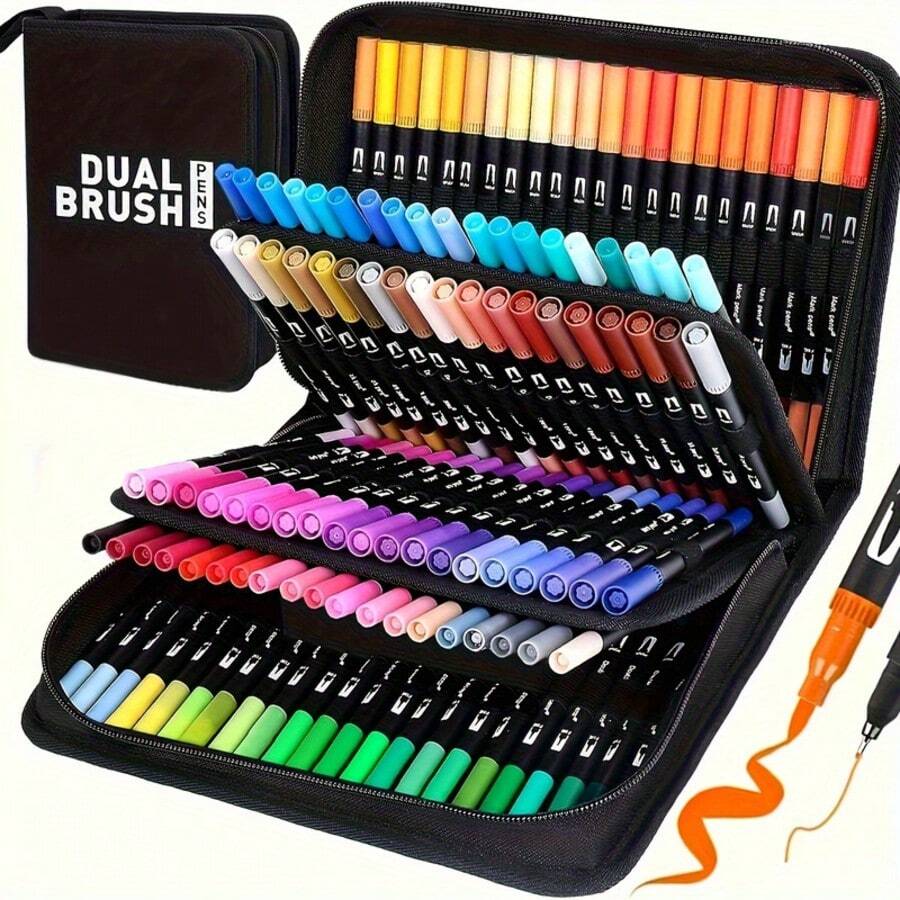 24/36/48/60/72/80/100/120/168 Colors Dual Tip Marker Pens, [Professional Art Use] Markers, Highlighters, Drawing Pens, Suitable For Manga And Sketching - Art Supplies, Office Supplies, Perfect Christmas And Birthday Gift - Sets - View 1