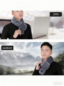 Heated Scarf And Neck Warmer With USB Heating And Massage Functions For Winter Warmth - Grey - View 3