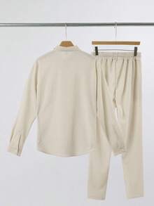 Men's Digital Print Long Sleeve Shirt And Pants Casual Outdoor Sports Suit, Fall Clothes