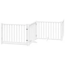vidaXL 4-Tlg. Hundetor Mit Tür Faltbar Weiß 320 Cm Massivholz Tanne - Bianco - Visualizzare 2