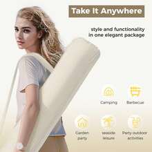 7ft Beach Umbrella Outdoor Patio Umbrella With Fringe & Sand Anchor, Outdoor Patio Heavy Duty Windproof Portable Tassel Umbrellas For Sand With Push Button Tilt & Carrying Bag, UPF 50+-Local Delivery - White1 - 查看 3
