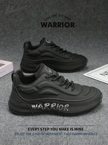 Warrior Comfortable Street Style Thick Soled Men's Shoes Autumn And Winter Comfortable Running Shoes Modest Style Casual Yet Sleek Sneakers Applicable Throughout The Year Wear-Resisting All-Day Wear Training Sneakers - Black - View 6