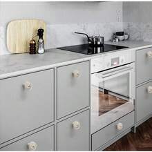 10个复古象牙白金属手工单孔橱柜抽屉拉手，适用于衣柜和家具，预钻孔，易于安装，抽屉把手（手工制品，略有磨损） - 彩色 - 查看 3