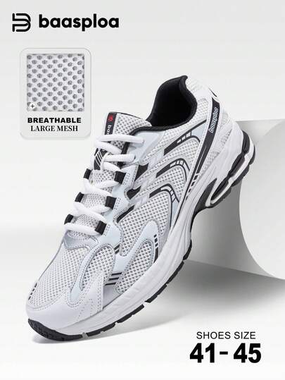 baasploa Męskie buty do biegania z grubą podeszwą i siateczką w stylu retro, modne buty sportowe na co dzień z grubą podeszwą, lekkie i wytrzymałe buty do biegania, unisexowe buty sportowe na co dzień, męskie buty trekkingowe podwyższające, markowe buty modowe, odpowiednie na każdą porę roku, rozmiar 41-45