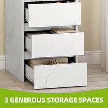 BALCONERA Bedside Table With 3 Drawers & Power Station, Nightstand End Table, Water-Resistant Storage Side Table, 35x40x59cm - - Antique White - View 6