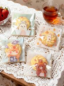 Cookie Bags, Mooncakes, Pastries, Candies, Snowflake Pastry Packaging Bags, Frosted Dot Self-Adhesive Bags, Self-Sealing Bags For Baking Packaging - Multicolor - View 3