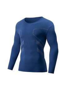 2 Peças Conjunto de Roupa Térmica Masculina, Camiseta + Calça Térmica de Outono/Inverno, Conjunto de Roupa Térmica Adulta com Gola Careca