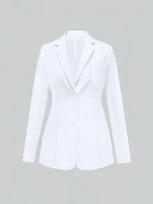 cimmuovere 女款長袖多口袋刷手服護理師刷手服工作服 牙醫醫療寵物醫院實驗室白大褂 春秋款 - 白色 - 查看 3