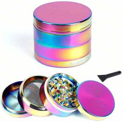 Herb Grinder 4 Parts 40mm Or 4 Parts 50mm Zinc Alloy Grinder With Chamber And Pollen Catcher Premium Grinder With Magnetic Top For Dry (4 Part 40mm Multi)