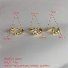 VKHK 3pcs/Set Glamorous Sparkling Cubic Zirconia Decorated Ring Set, Suitable For Women Wedding Wear And Gifts - Diamond Ring Set - View 7