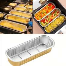 10 件适用于空气炸锅的厚铝箔烤盘 - 带手柄的矩形烤箱和煎锅，非常适合家庭烹饪、露营、派对和生日装饰，空气炸锅配件 - 彩色 - 查看 11