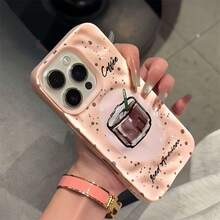 Teléfono con diseño de meteorito estilo americano con una taza de dopamina, compatible con los modelos 16, 15 Pro, 14, 14 Plus, 13 Pro, 12 Pro y 11 Pro. Esta funda protectora suave, de cobertura total y resistente a golpes es un regalo ideal para cumpleaños, familiares, compañeros de clase o aniversarios. - Rosa - Ver 4