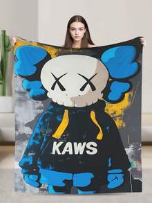 Kawss Kawaii Kaw Blanket Cartoon Print Flannel Blanket - Ultra Soft Anime Throw, The Thoughtful Gift For Christmas, Birthday, Halloween, For Sofa, Camping & Travel Comfort - 黑色 - 查看 2