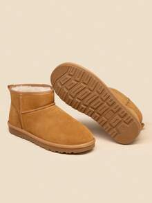 Men's Winter Boots Cozy Suede Leather Warm Fuzzy Lining Outdoor Comfort Cold Weather Casual - Maroon - View 4