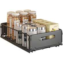 Dragonpad 1/2 Pack Pull Out Cabinet Organizer, Carbon Steel Heavy Duty Slide Out Drawers For Cabinets, Expandable Kitchen Drawers,Adhesive Organization And Storage For Kitchen - Black-Large-1Pack - 查看 1