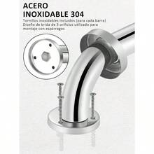 Grab Bars2 PCS Barra de  para Baño 60cm Pasamano Acero Inoxidable Barra de Agarre de Ducha para Discapacitados Mayor Mujer Embarazada Barra de Agarre para Bañera o DuchaGrab Bars - 60 centímetros - Ver 2