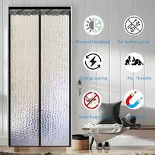 AIYYIPA 1pc Magnetic Door Curtain, Pet Friendly & Easy Installation, EVA Material, Semi-Transparent White Slat Design. With Geometric Pattern & Noise Reduction Details, Thermal Insulation, Suitable For Home Use, All Season & Pet Friendly Scenarios - Multicolor - View 9