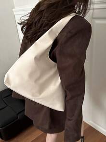 Women's Solid Color PU Leather Fashion Large Capacity Shoulder Bag For Daily Use