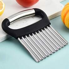 Stainless Steel Crinkle Cut Potato Slicer, Manual Wavy French Fry Cutter With Ergonomic Handle, Kitchen Gadget Tool For Vegetable Chips