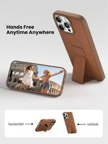 Compatible With 17/17 Air/17 Pro/17 Pro Max Phone Case With Holder, Suitable For IP11/IP13 Phone Case With Holder, Cool Apple 16 Pro Max Foldable Holder Phone Case, Shockproof Phone Case, Galaxy S25 FE Fashion Holder Phone Case, Galaxy A17/A07/A56/A16/A55 Phone Accessories, Hybrid 16/16e Phone Case, Redmi 15C Phone Case - Brown - View 4