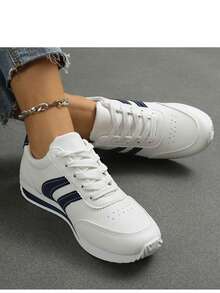 女士休闲户外运动鞋，几何图案运动针织系带运动鞋，适合居家及所有季节穿着