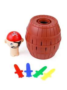 Kids Pirate Barrel Gag Desktop Game, Wooden Barrel Knife Popping Out, Two Sizes Available, Suitable For Parent-Child Interaction, Gathering With Friends, Children's Christmas Gift