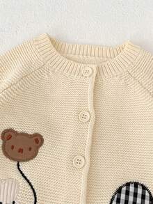 新款春秋季婴儿服装，男女通用婴儿针织开衫外套，韩版上衣 - 杏色 - 查看 8