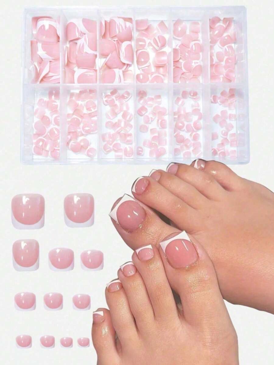 120片白色法式极简亮面短方形假指甲，时尚百搭，适合日常工作、学习和派对，DIY美甲，女士按压式假指甲