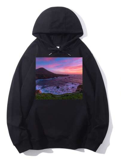 Lavender Skies Above Rugged Cliffs XpUnisex Hoodie: Loose Fit, Makes You Look Slimmer, Stylish For The Street. Classic Hood, Easy To Match, Fits All Body Types.