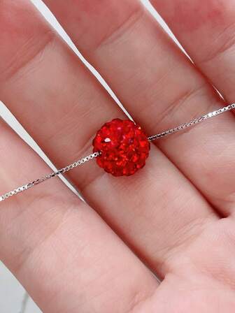 925 Sterling Silver Shiny Micro-Inlaid Lucky Round Bead Pendant, Retro Chic Style, Fashionable & Versatile, Great Gift For Family, Friends, Couples, Comes With Gift Box