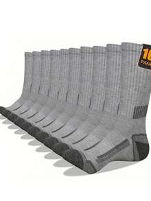 10 Pairs Men's Long Socks, Autumn/Winter Sports Crew Socks - Multicolor - View 10