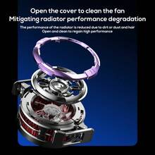 MEMO品牌磁吸式手机散热器，CX08 AI型号，通用手机散热器，带可拆卸手柄，AI智能温控，便携式RGB散热风扇，兼容/安卓/平板电脑/iPad（适用机型： 12及以上） - 彩色 - 查看 7