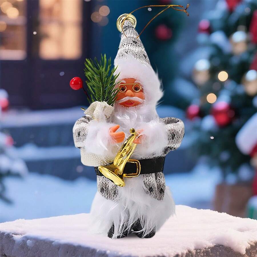 Adorno navideño de Papá Noel de 18 cm con regalos, colgante para árbol de Navidad, peluche de tela, decoración navideña, adornos navideños, Papá Noel, decoración colgante, alegría navideña, decoración festiva, multicolor, plástico, espíritu navideño - Multicolor - Ver 1