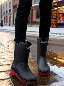 时尚新款防水雨靴，柔软舒适的橡胶靴，长筒靴，适合年轻女性，成人黑色雨季靴，可用于钓鱼、洗车、徒步旅行，轻便防水鞋，适合户外雨天穿着，女士冬季靴，女士橡胶鞋，女士雨鞋，女士冬季靴 - 彩色 - 查看 4