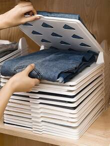 1pc Stacking Clothes Storage Artifact Slouchy Stacking Board Sweater Folding Board T-Shirt Shirt Sorting Pajama Cabinet Classification - Multicolor - View 2