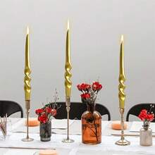 Taper Candle Gold Candlesticks,10 Inch Golden Twisted Candles Long Candle Sticks Metallic Tapered Candles For Table Decor Christmas Gift Idea,3D-MT-Gold{Inchcolor_nameinch:InchGoldinch,Inchsize_nameinch:Inch9INCHinch} - 金子 - 查看 7