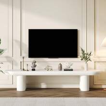 Modern TV Unit With Cloud-Shaped Coffee Table – White TV Unit With Rounded Edges (For 65-Inch TVs) And Artistic Cloud-Shaped Side Table - White - View 10