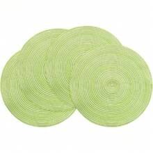 15 Inch Round Braided Placemats Set Of 4, Washable Heat Resistant Cotton Polyester Circle Place Mats For Kitchen Dining Table - Spring Green,26584012 - Green - View 1